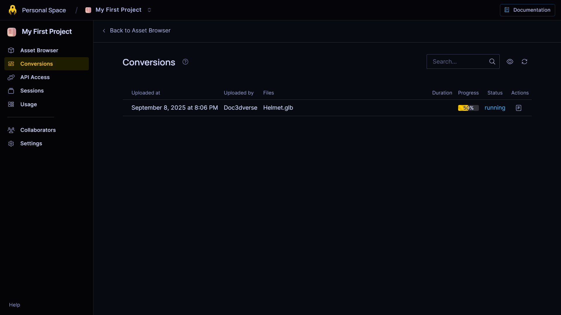Conversion progress in the Console