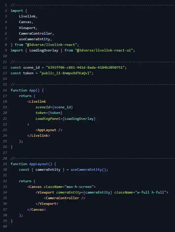 Create a web app which integrates Livelink. The above is an example with Livelink React.