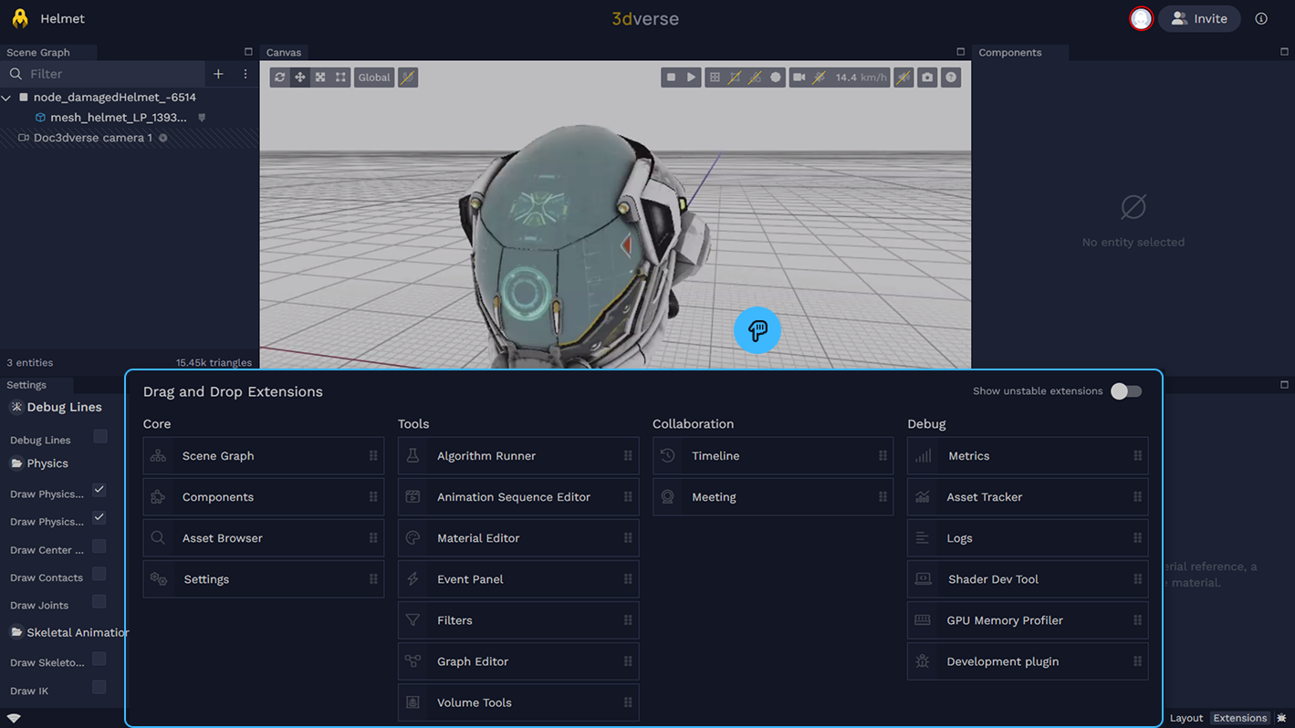 Extensions menu.