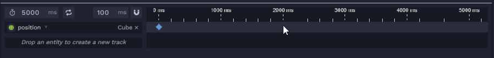 You can only create keys in the scope of your animation sequence’s duration. In the example above, you can only create keys from 0 to 5000ms. To create keys past 5000ms change the duration first.