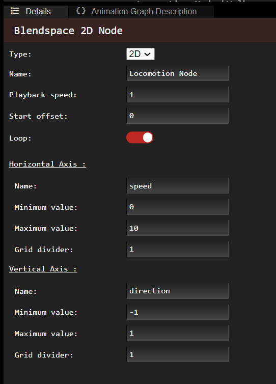 Details. You cannot edit the horizontal and vertical axis names here, they correspond to the name of the inputs you specified in the State Editor.