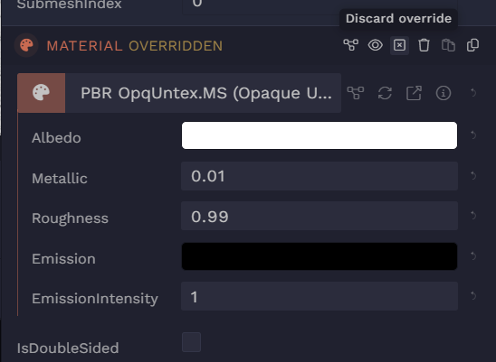 If you want to restore the original value of the component, click <q>Discard override</q>.